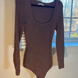 Abercrombie and fitch Long sleeved body suit. Large. Brown color.